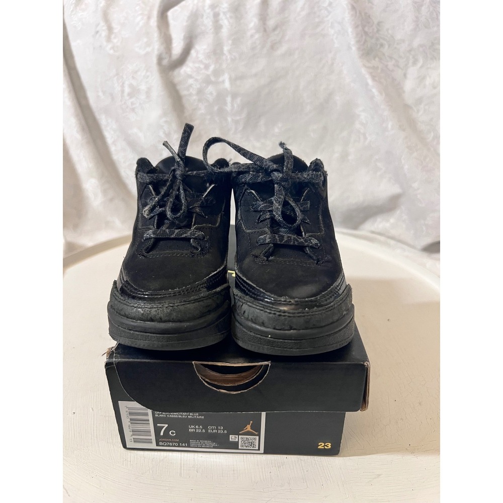 Nike Air Jordan 3 Retro TD Toddler Sneakers Triple Black 7C  in Box Mid